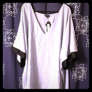 Grey and black plus size blouse